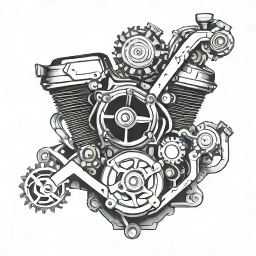 bike engine with some tools intertwined tattoo design idea