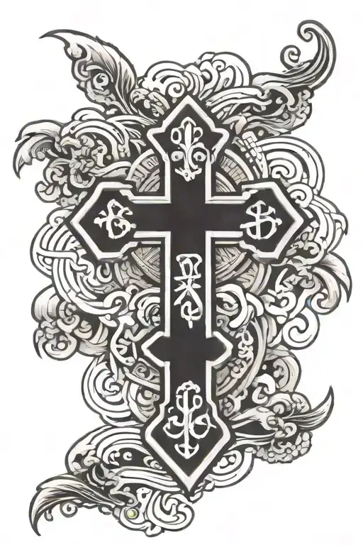 christian orthodox cross tattoo design idea