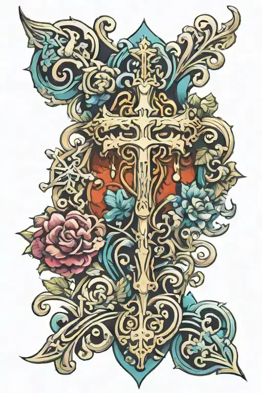 christian orthodox cross tattoo design idea