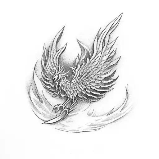 band with phoenix  tattoo design idea
