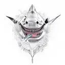 biting shark  tattoo design idea