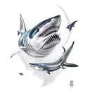 biting shark  tattoo design idea