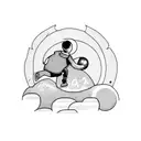 a boy watching sunset at mountain while juggling with football tattoo design idea