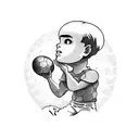 a boy watching sunset at mountain while juggling with football tattoo design idea