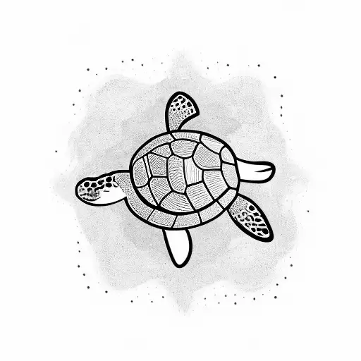 cute turtle and a sea star tattoo design idea