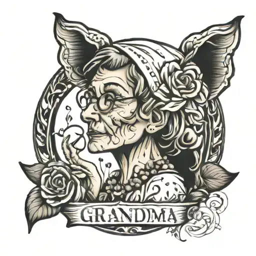 Grandma with a heart tattoo design idea