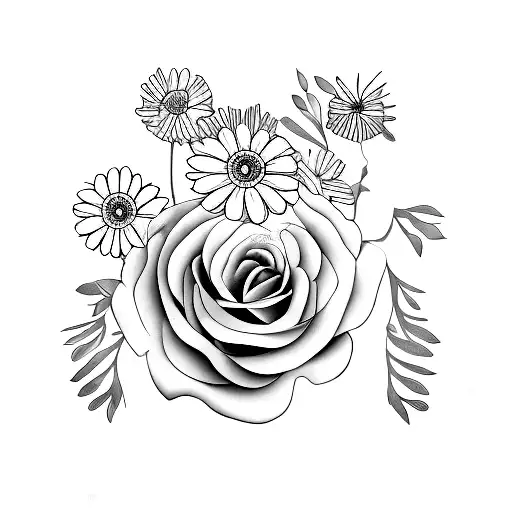 Roman numeral 5 with flowers tattoo design idea