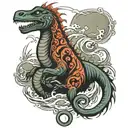 a kanoe with the monster of loch ness  tattoo design idea