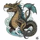 a kanoe with the monster of loch ness  tattoo design idea