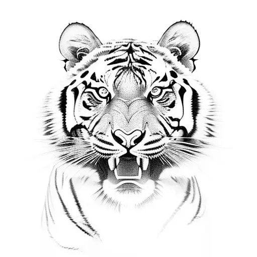 full body rawring tiger tattoo design idea