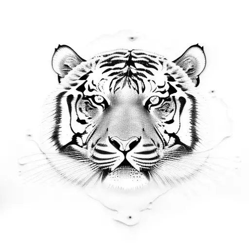 full body rawring tiger, medium size hip tattoo tattoo design idea