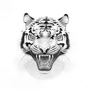 full body rawring tiger tattoo design idea