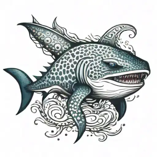 whale shark swimming tattoo design idea
