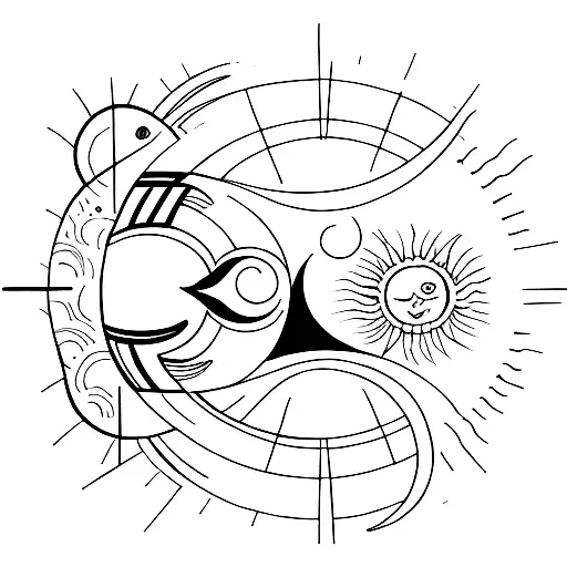 Sun and Moon, minimalist tattoo design idea