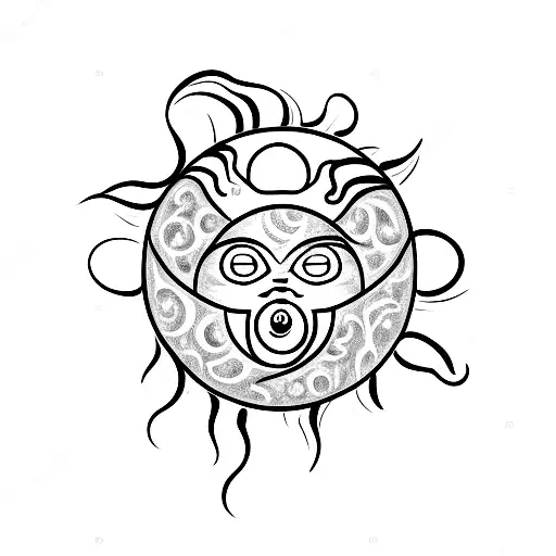 Sun and Moon, eclipse, star, disney tattoo design idea