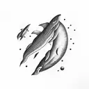interstellar whale near astronaut  tattoo design idea
