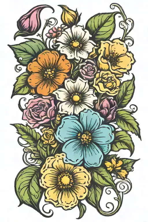 Moms favorite flower with name as stem Pops= Day1 BEAN whit a Crown  Family is all I need  Cook book whit Love is the on tattoo design idea