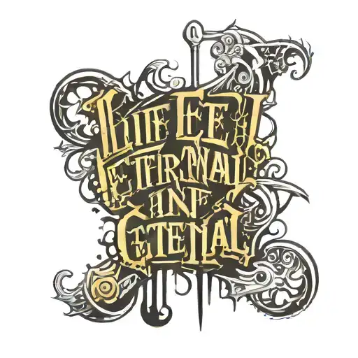 life eternal in gothic text   tattoo design idea