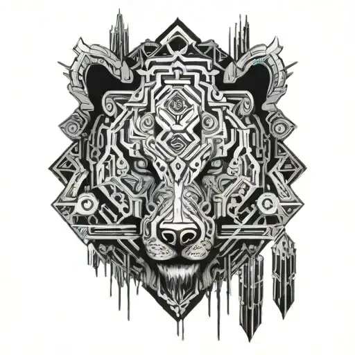 Druid mixed with bear head tattoo design idea