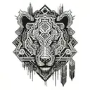 Druid mixed with bear head tattoo design idea