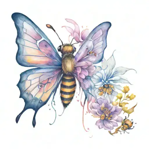 A ugly butterfly transformation in to a beautiful honey bee tattoo design idea