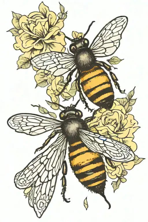 A ugly butterfly transformation in to a beautiful honey bee tattoo design idea