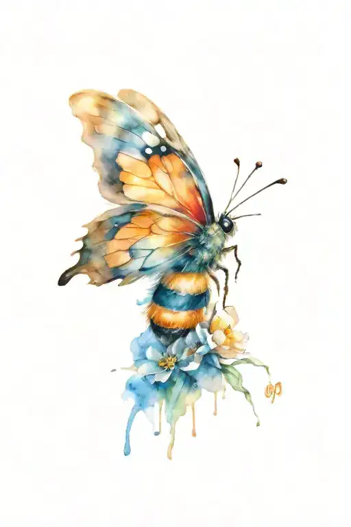 A ugly butterfly transformation in to a beautiful honey bee tattoo design idea