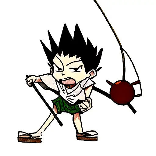 gon from hxh fishing tattoo design idea