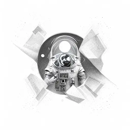 humanoid floating through space tattoo design idea