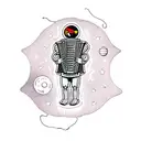 cyborg floating in space with accordion tattoo design idea