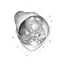 humanoid floating through space tattoo design idea