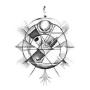 humanoid floating through space tattoo design idea