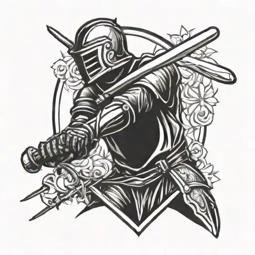 baseball, cross, knight holding a sword tattoo design idea