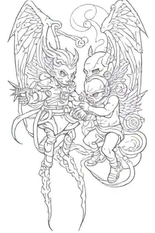 baby gangster devil vs angel tattoo design tattoo design idea