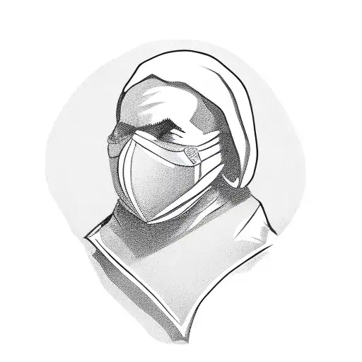 A silhouette of an icon who keeps his features to try to smile even though he is dead or puts a smiling mask on his face tattoo design idea