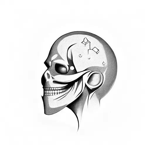 A silhouette of an icon who keeps his features to try to smile even though he is dead or puts a smiling mask on his dead tattoo design idea