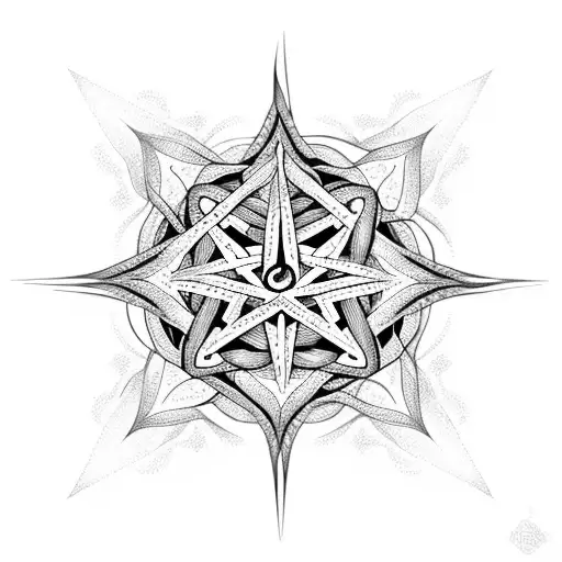 Inverted pentagram intertwined with intricate floral patterns tattoo design idea