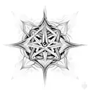 Inverted pentagram intertwined with intricate floral patterns tattoo design idea