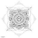 Inverted pentagram intertwined with intricate floral patterns tattoo design idea