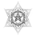 Inverted pentagram intertwined with intricate floral patterns tattoo design idea