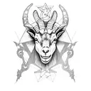satanic goat with inverted pentagram tattoo design idea
