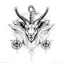 satanic goat with inverted pentagram tattoo design idea