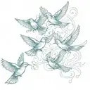Blue birds flying tattoo design idea
