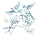 Blue birds flying tattoo design idea