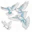 Blue birds flying tattoo design idea