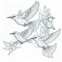 Blue birds flying tattoo design idea