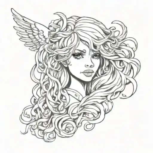 melt Icarus wigs tattoo design idea