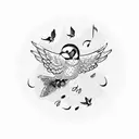 A coffee cup with song birds flying out of it tattoo design idea