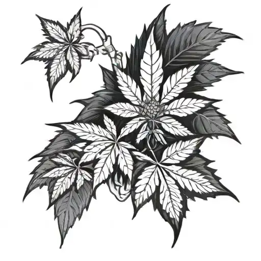 Moraca with marijuana leaf intertwined tattoo design idea