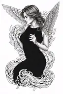 angel 6 wings spread wings with head center tattoo design idea